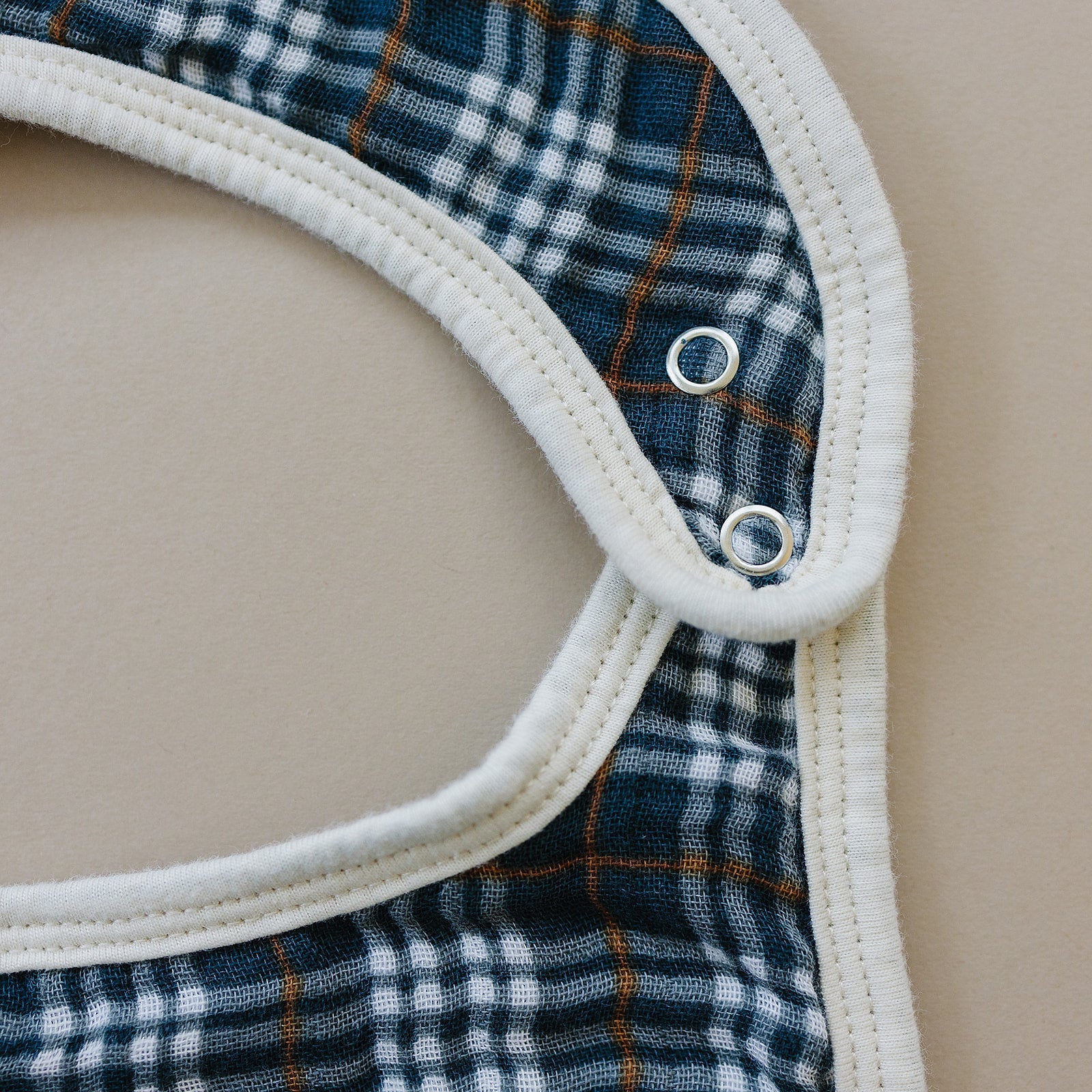 Mebie Baby Navy Plaid Muslin Bib Mebie Baby Classic Round Style - 