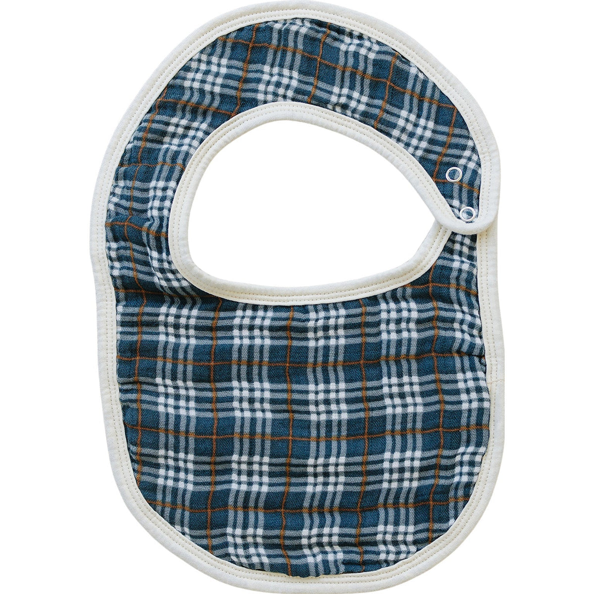 Mebie Baby Navy Plaid Muslin Bib Mebie Baby Classic Round Style - 