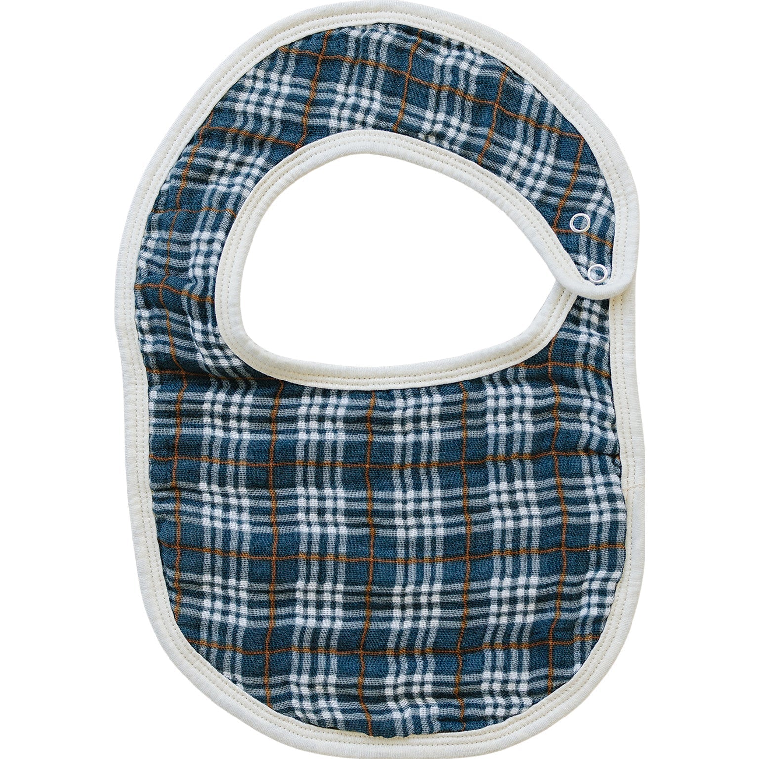 Mebie Baby Navy Plaid Muslin Bib Mebie Baby Classic Round Style - 