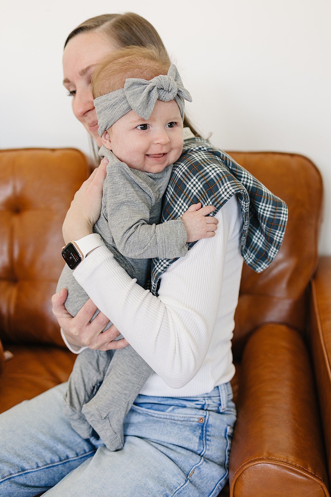 Mebie Baby Navy Plaid Muslin Burp Cloth - 