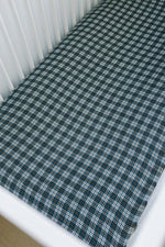 Mebie Baby Navy Plaid Muslin Crib Sheet Soft Breathable Baby Bedding - 