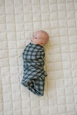 Mebie Baby Navy Plaid Muslin Swaddle Blanket One Hundred Percent Cotton Mebie Baby - 