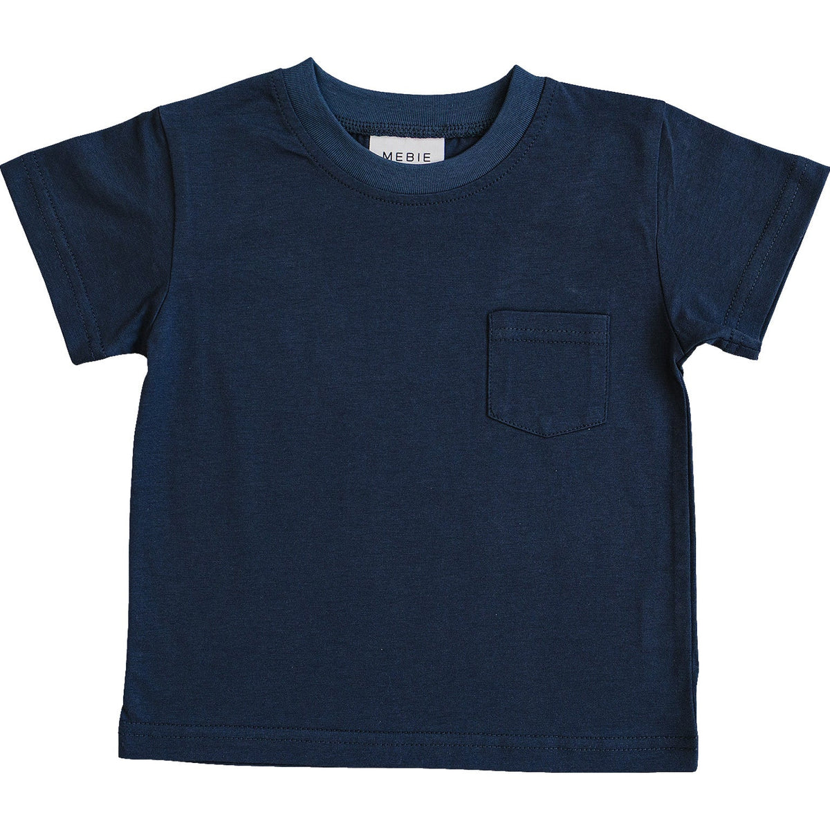 Mebie Baby Navy Pocket Tee Ultra Soft Cotton Relaxed Fit With Chest Pocket - 