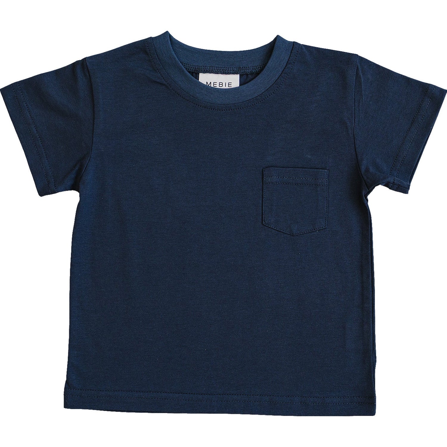 Mebie Baby Navy Pocket Tee Ultra Soft Cotton Relaxed Fit With Chest Pocket - 