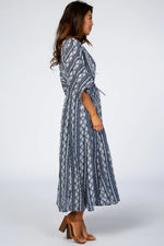 PinkBlush Navy Printed V - Neck Midi Dress - 