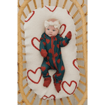 Mebie Baby Navy + Red Hearts Ribbed Bamboo Zipper - 
