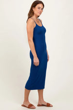 PinkBlush Navy Ribbed Bodycon Midi Dress with Comfortable Fit for Modern Women - 