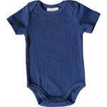 Navy Ribbed Bodysuit - Blue, Sleeve, Textile, Grey, Active Shirt | Everetts Place