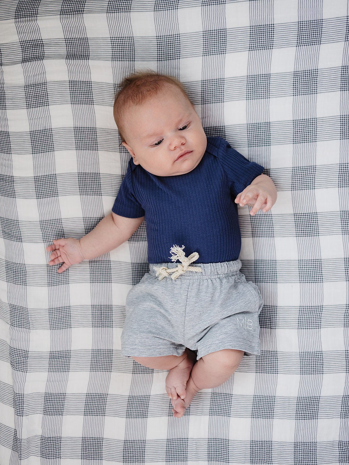 Mebie Baby Navy Ribbed Bodysuit - 