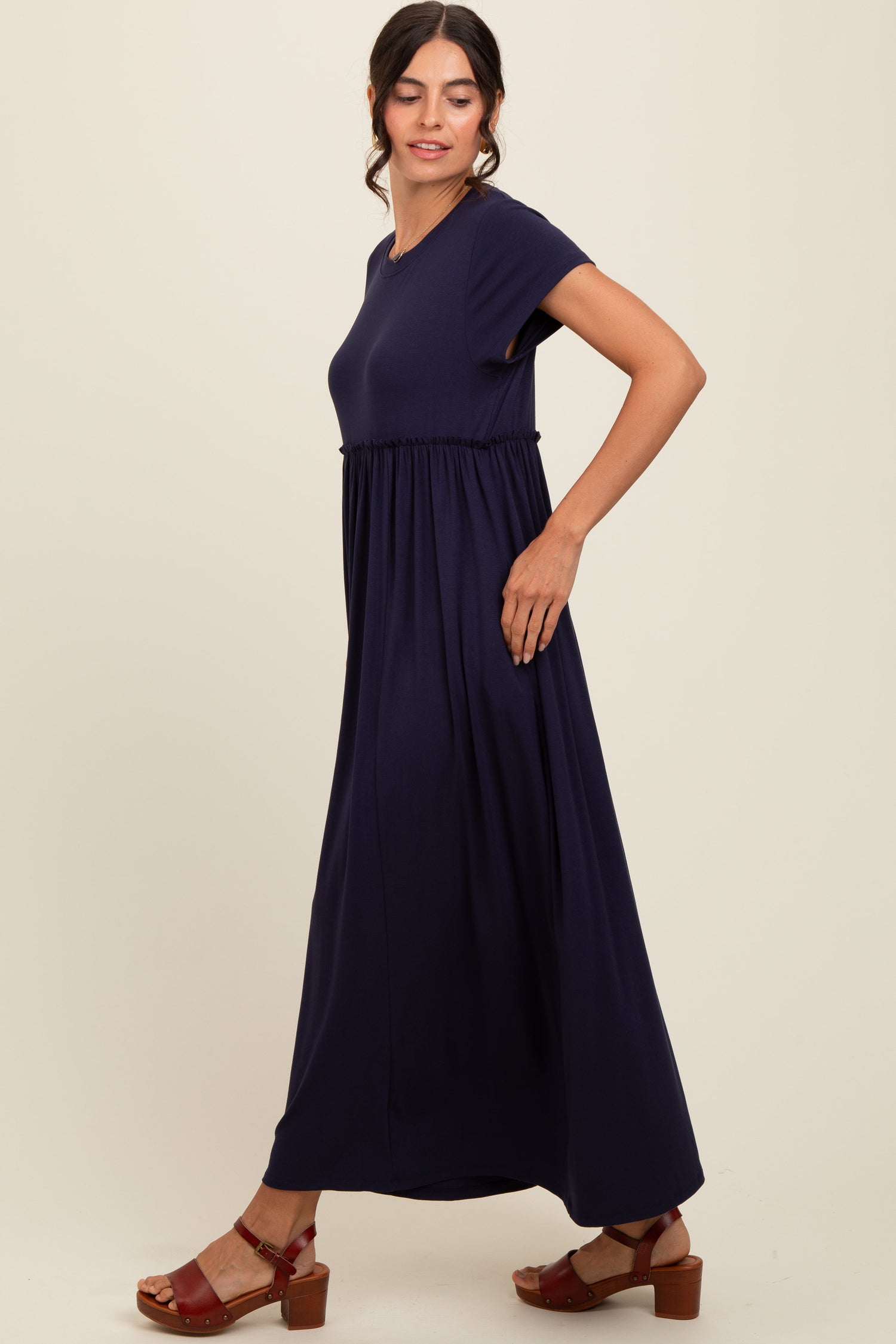 PinkBlush Navy Ruffle Trim Maxi DressEveretts Place