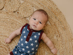 Little Joy Co. Navy Stars Henley Bamboo Romper