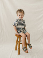 Mebie Baby Navy Stripe Button Short Set - 