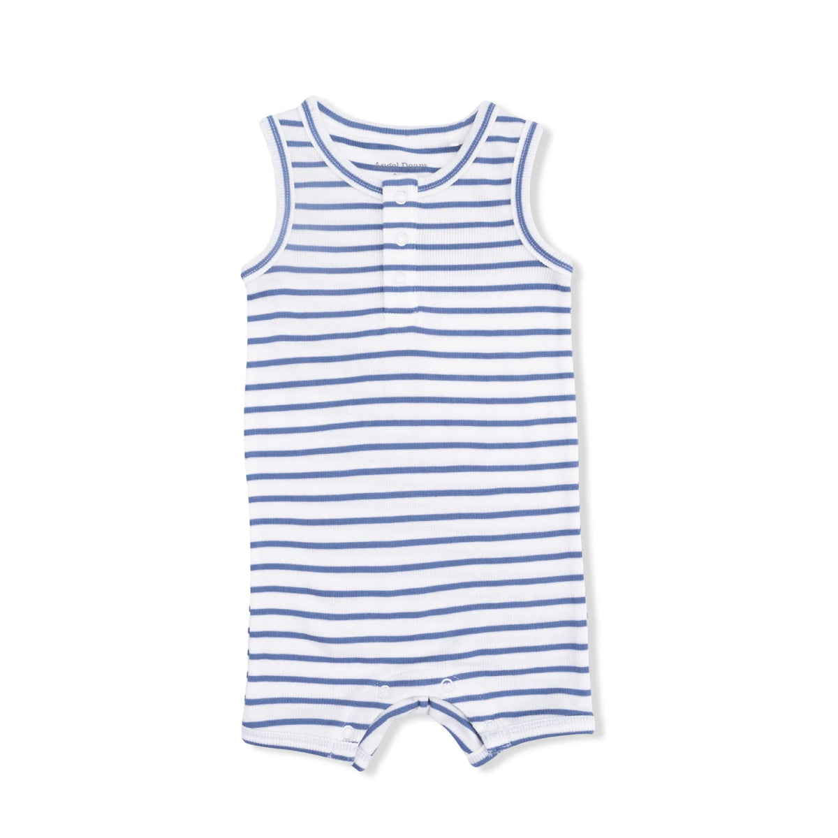 Angel Dear Navy Stripe - Henley Shortie Romper - 