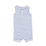 Angel Dear Navy Stripe - Henley Shortie Romper - 