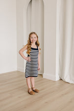 Mebie Baby Navy Stripe Knit Dress With Scallop Edges By Mebie Baby - 