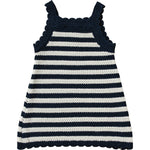 Mebie Baby Navy Stripe Knit Dress With Scallop Edges By Mebie Baby - 