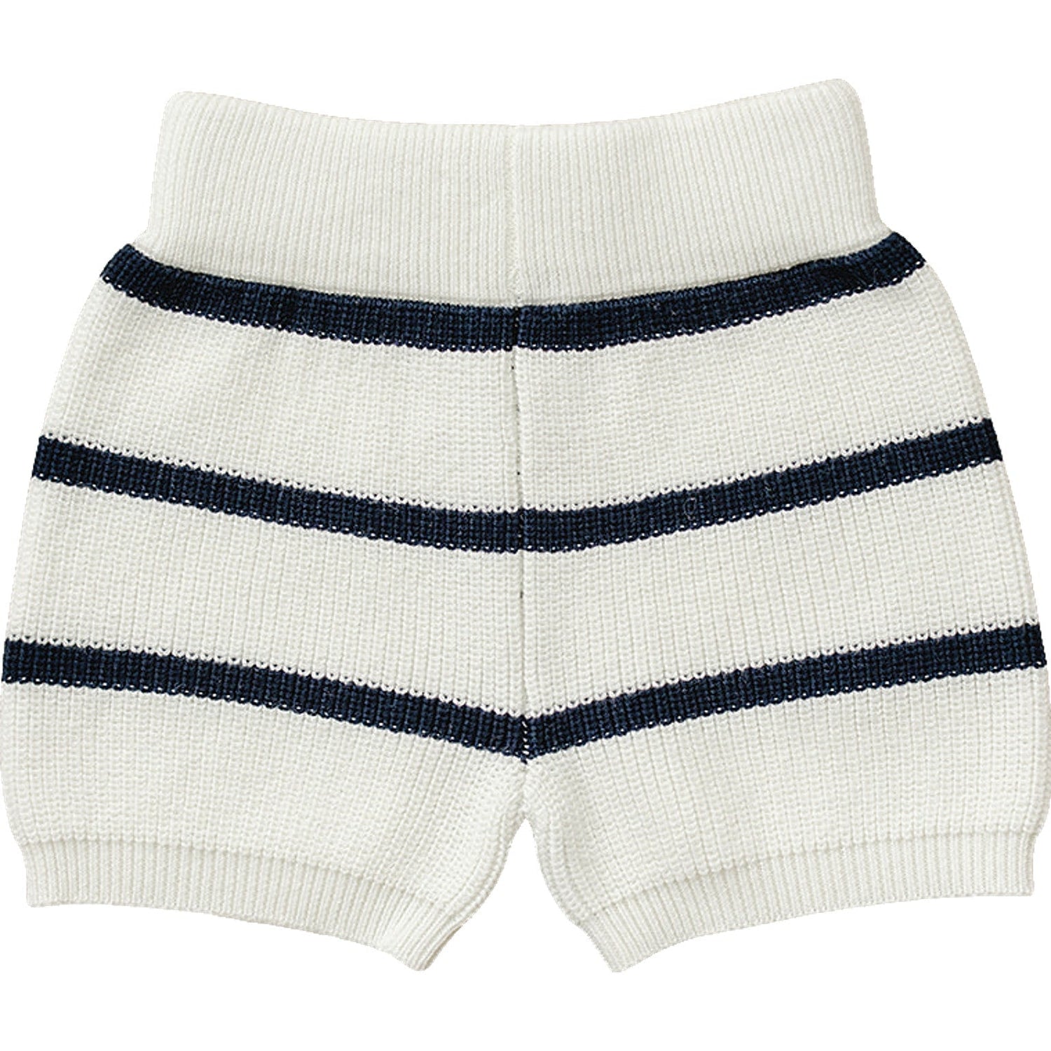 Baby shorts in navy and white stripe knit cotton