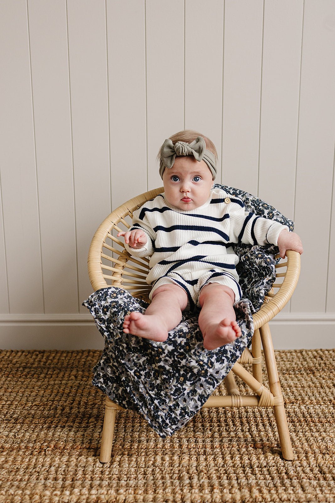 Mebie Baby Navy Stripe Knit Shorts - 