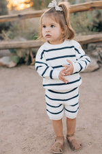 Mebie Baby Navy Stripe Knit Shorts - 