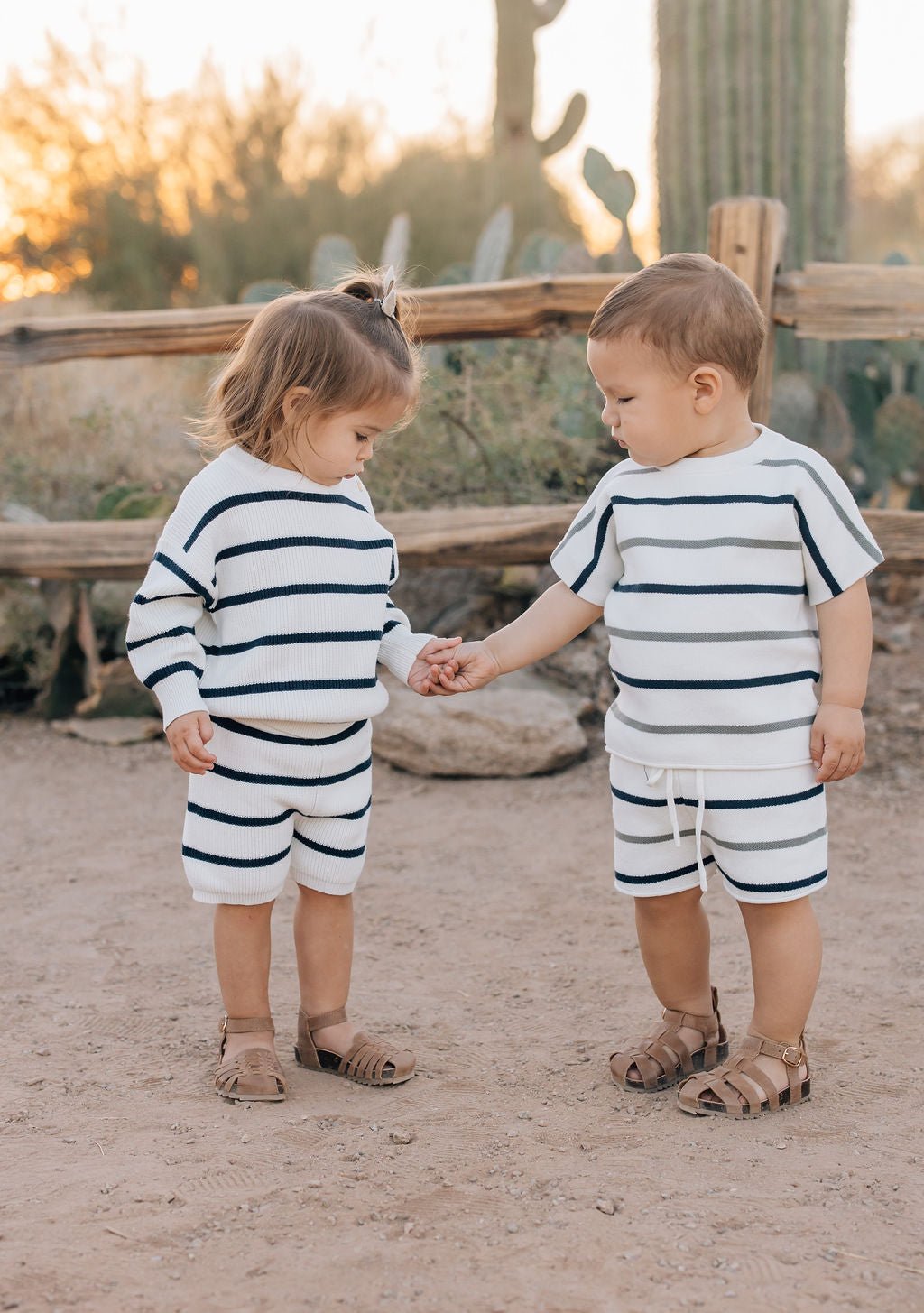 Mebie Baby Navy Stripe Knit Shorts - 