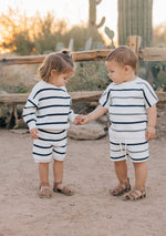 Mebie Baby Navy Stripe Knit Shorts - 