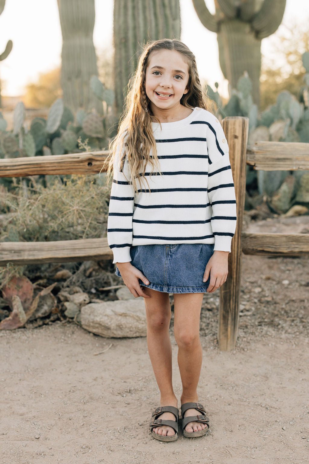 Mebie Baby Navy Stripe Knit Sweater For Baby And Toddler Lightweight Summer Wear - 