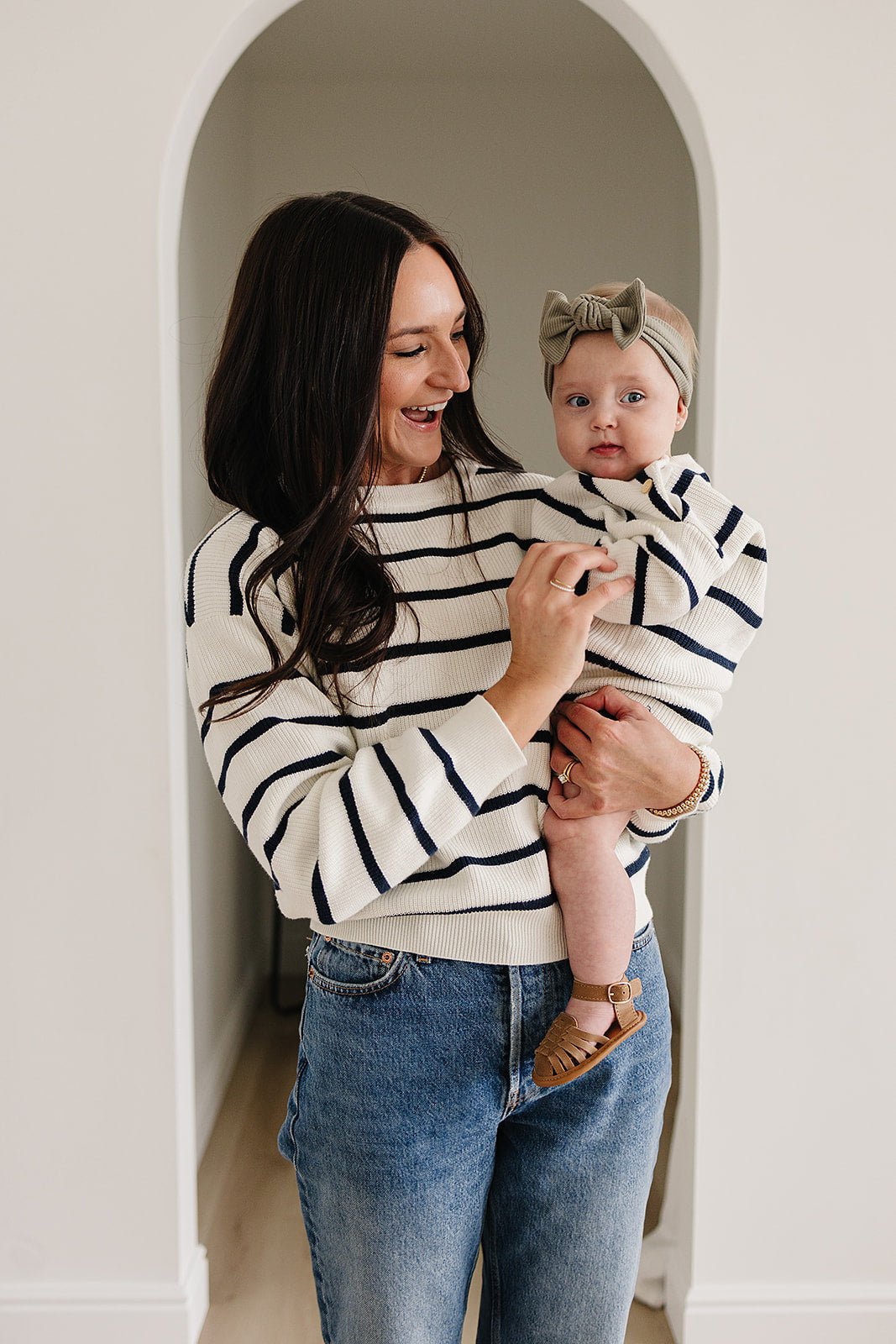 Mebie Baby Navy Stripe Knit Sweater For Baby And Toddler Lightweight Summer Wear - 