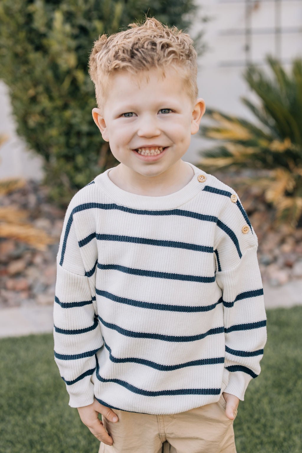 Mebie Baby Navy Stripe Knit Sweater For Baby And Toddler Lightweight Summer Wear - 