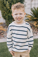 Mebie Baby Navy Stripe Knit Sweater For Baby And Toddler Lightweight Summer Wear - 
