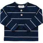 Navy Stripe Long Sleeve Tee - Sleeve, Button, Long-sleeved T-shirt, Denim, Active Shirt | Everetts Place