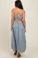 PinkBlush PinkBlush Navy Striped Cutout Back Maxi Dress for Stylish Women - Apparel & Accessories > Clothing > Dresses Apparel & Accessories > Clothing > Dresses
