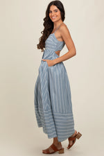 PinkBlush PinkBlush Navy Striped Cutout Back Maxi Dress for Stylish Women - Apparel & Accessories > Clothing > Dresses Apparel & Accessories > Clothing > Dresses