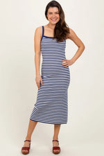 PinkBlush Navy Striped Knit Sleeveless Midi Dress - 