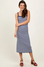 PinkBlush Navy Striped Knit Sleeveless Midi Dress - 