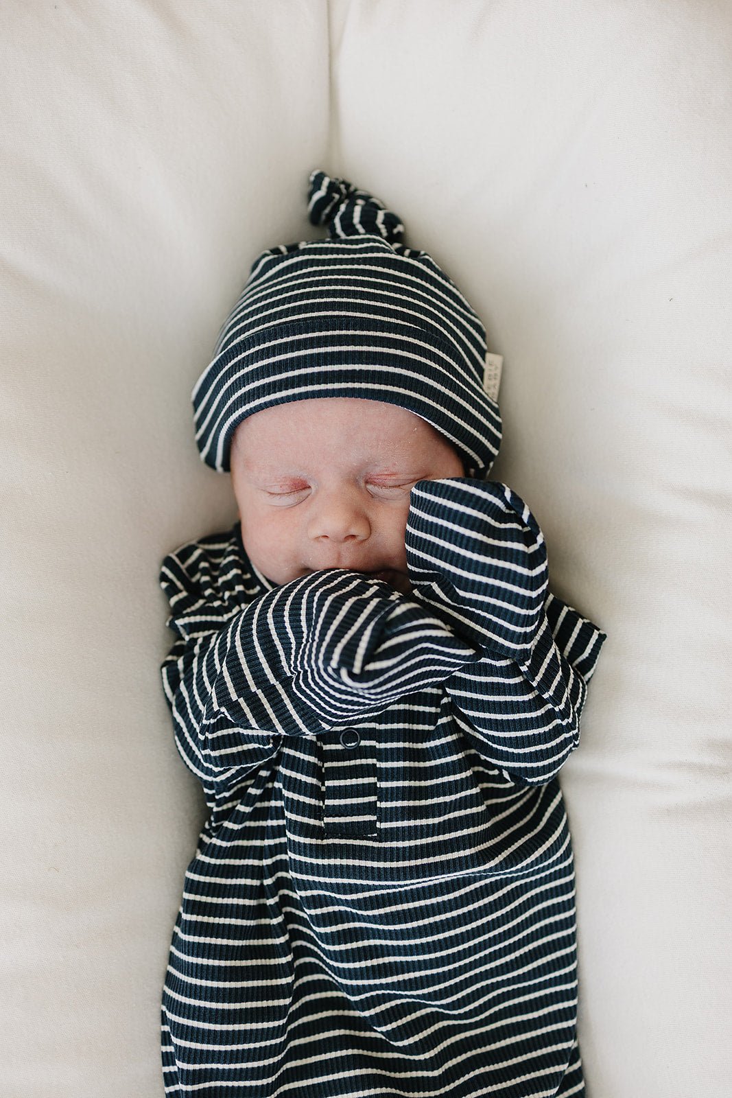 Mebie Baby Navy Stripes Bamboo Knot Gown - 