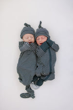 Mebie Baby Navy Stripes Bamboo Knot Gown - 