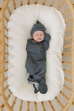 Mebie Baby Navy Stripes Bamboo Knot Gown - 