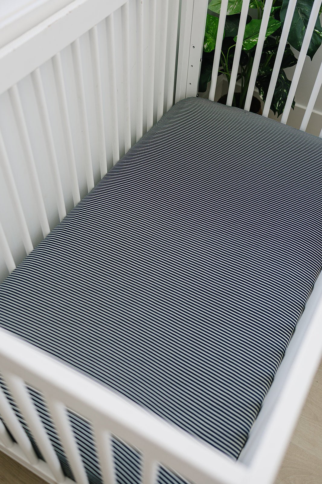 Mebie Baby Navy Stripes Bamboo Stretch Crib Sheet For Standard Crib Size 52 X 28 - 