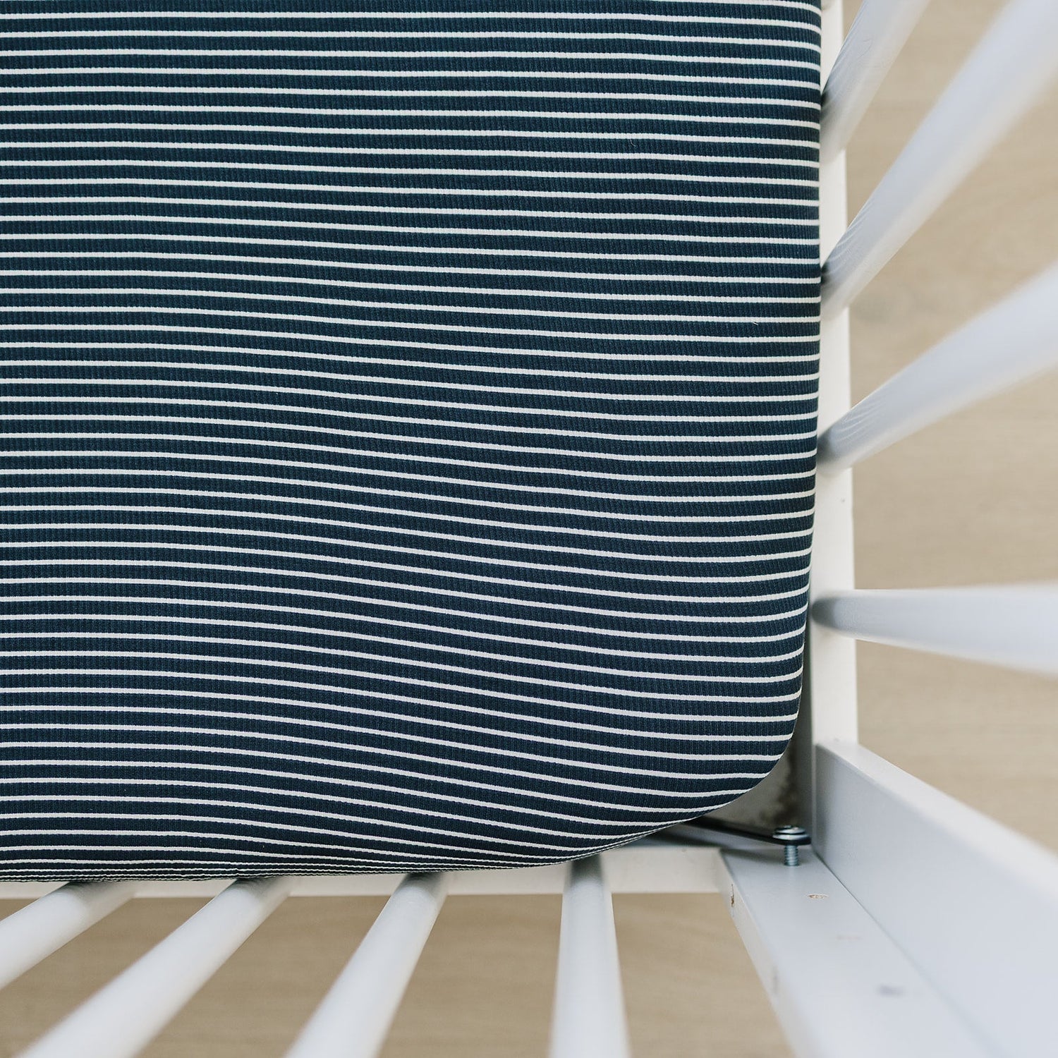 Mebie Baby Navy Stripes Bamboo Stretch Crib Sheet For Standard Crib Size 52 X 28 - 