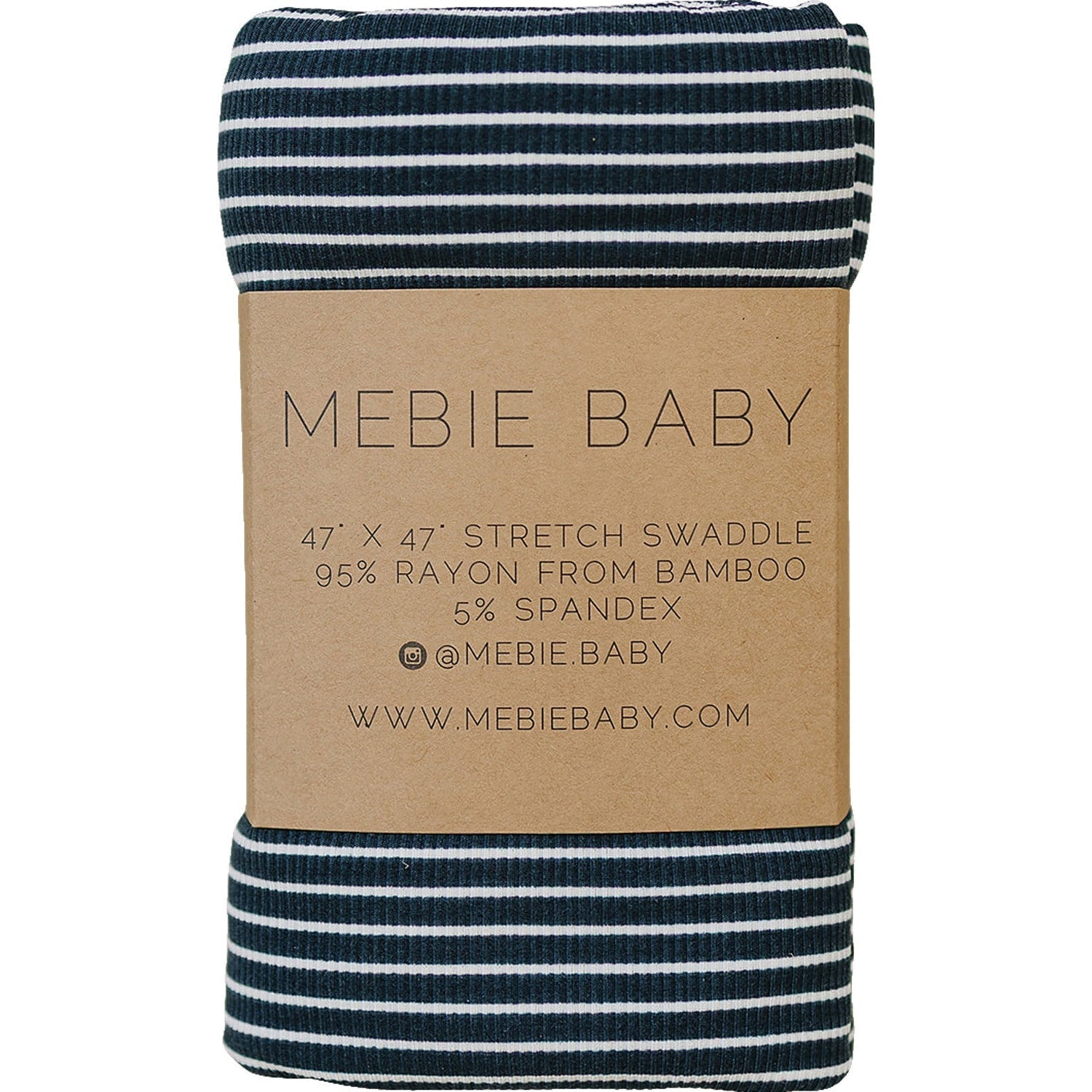 Mebie Baby Navy Stripes Bamboo Stretch Swaddle Blanket For Newborns - 