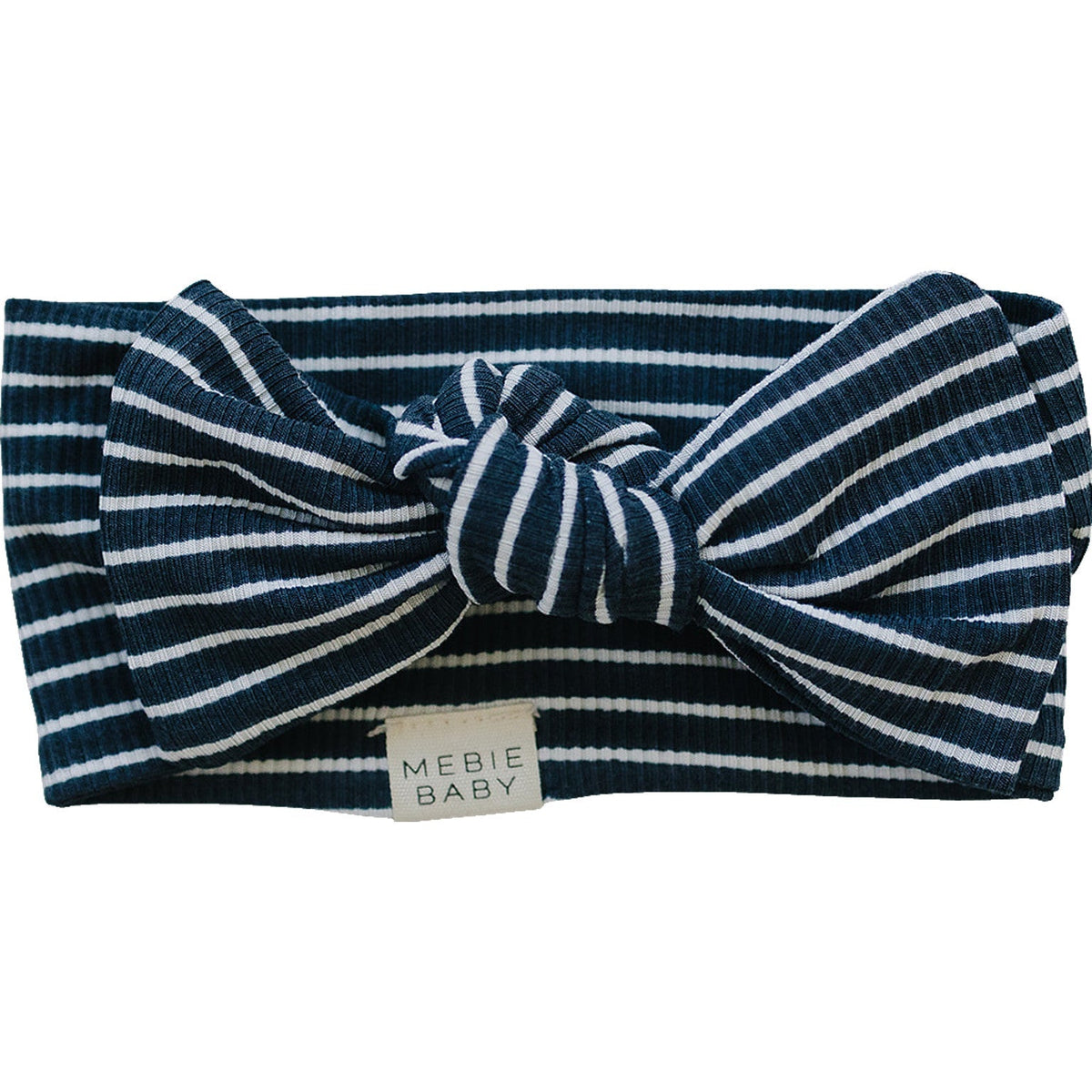 Mebie Baby Navy Stripes Ribbed Bamboo Baby Head Wrap For Comfort And Fit - 