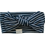 Mebie Baby Navy Stripes Ribbed Bamboo Baby Head Wrap For Comfort And Fit - 