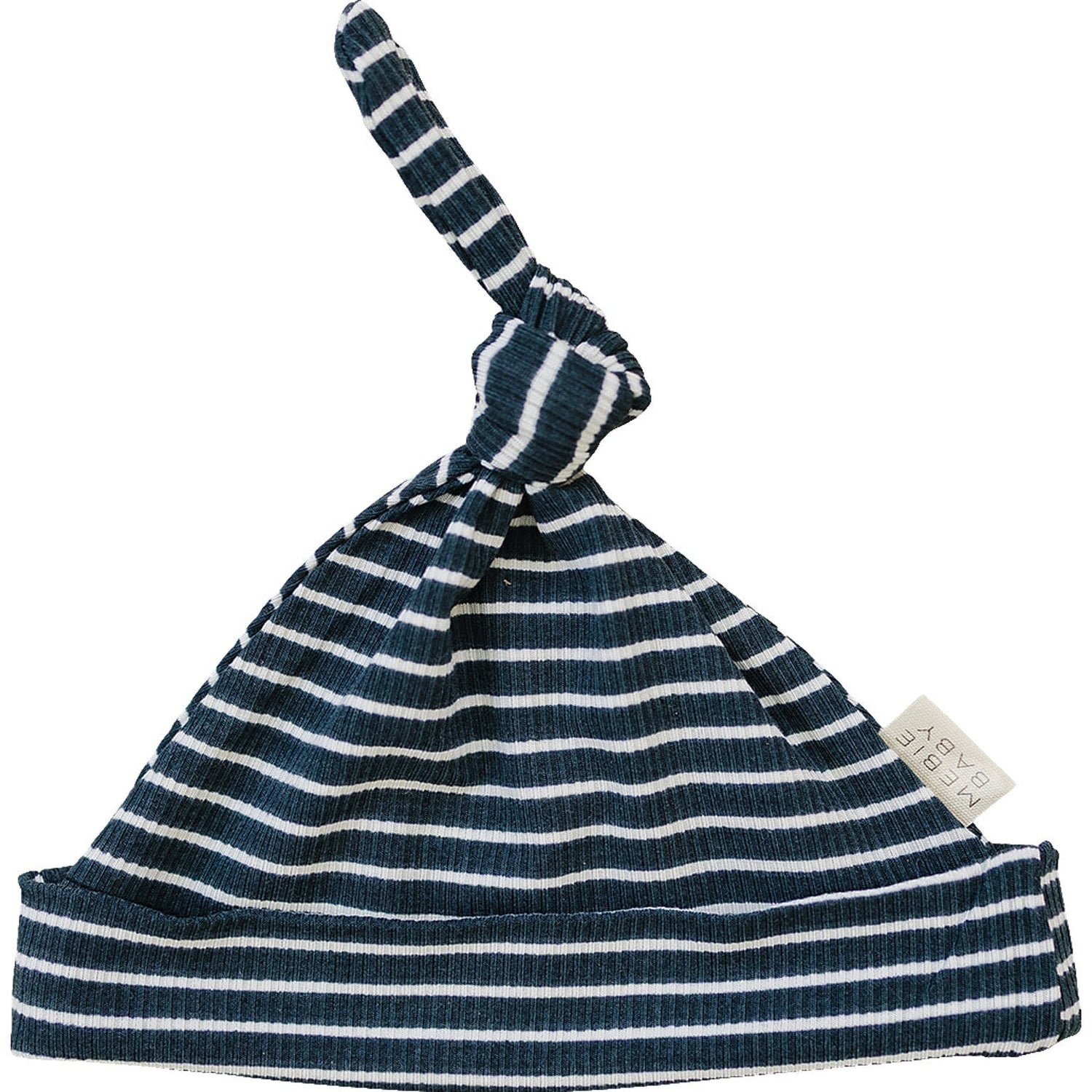 Mebie Baby Navy Stripes Ribbed Bamboo Newborn Knot Hat Unisex Baby Hat - 