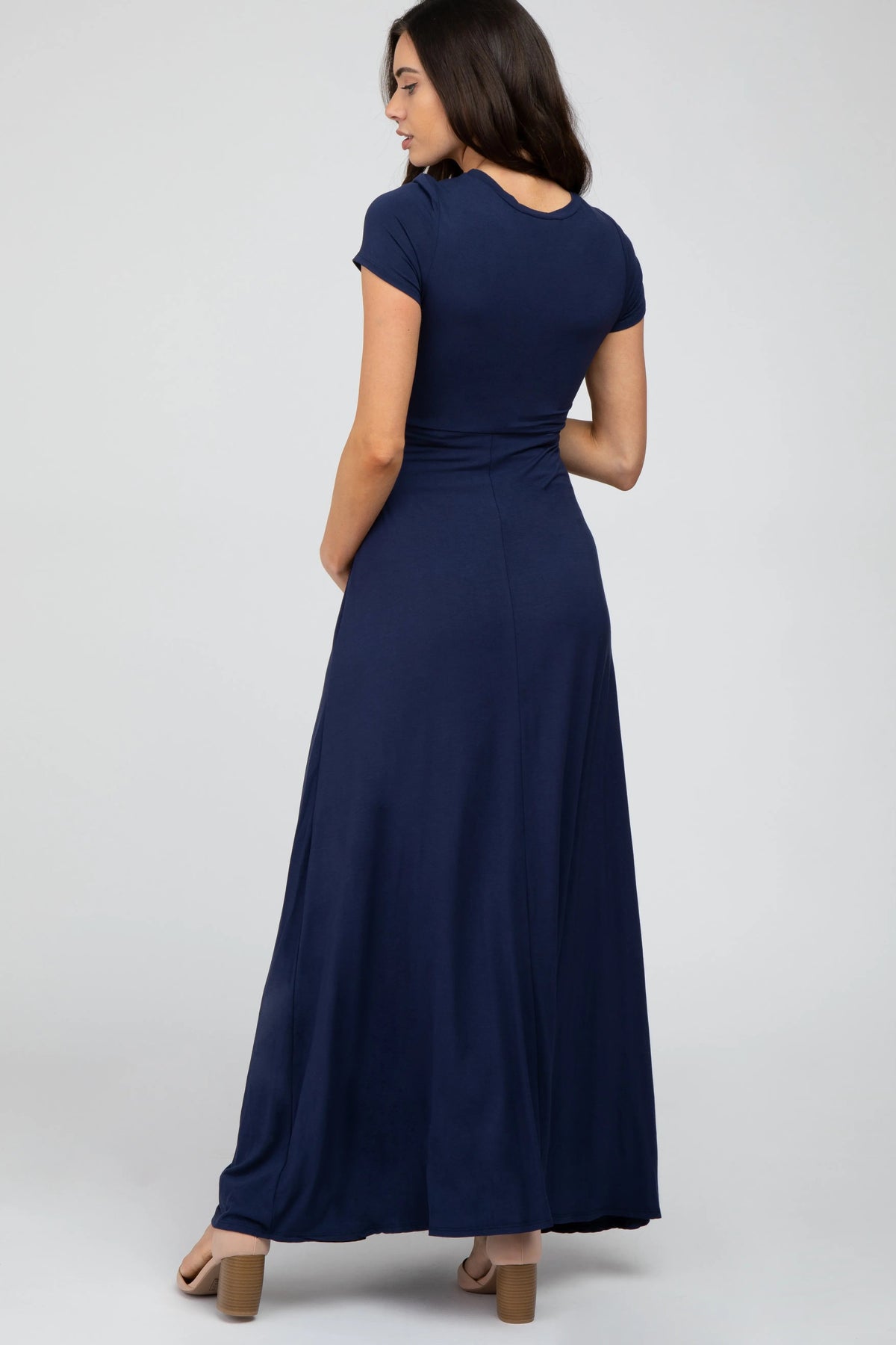 PinkBlush Navy Twist Front Maternity Maxi Dress - 