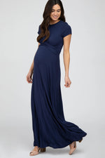 PinkBlush Navy Twist Front Maternity Maxi Dress - 