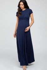 PinkBlush Navy Twist Front Maternity Maxi Dress - 