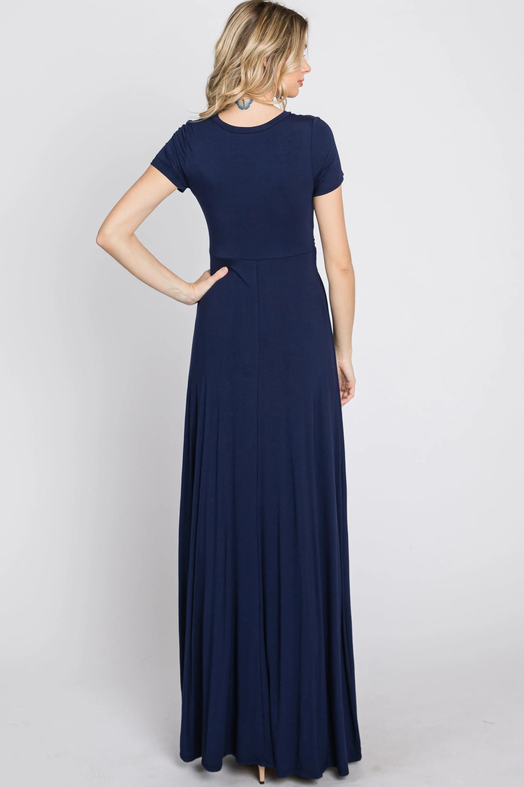 PinkBlush Navy Twist Front Maxi Dress - 