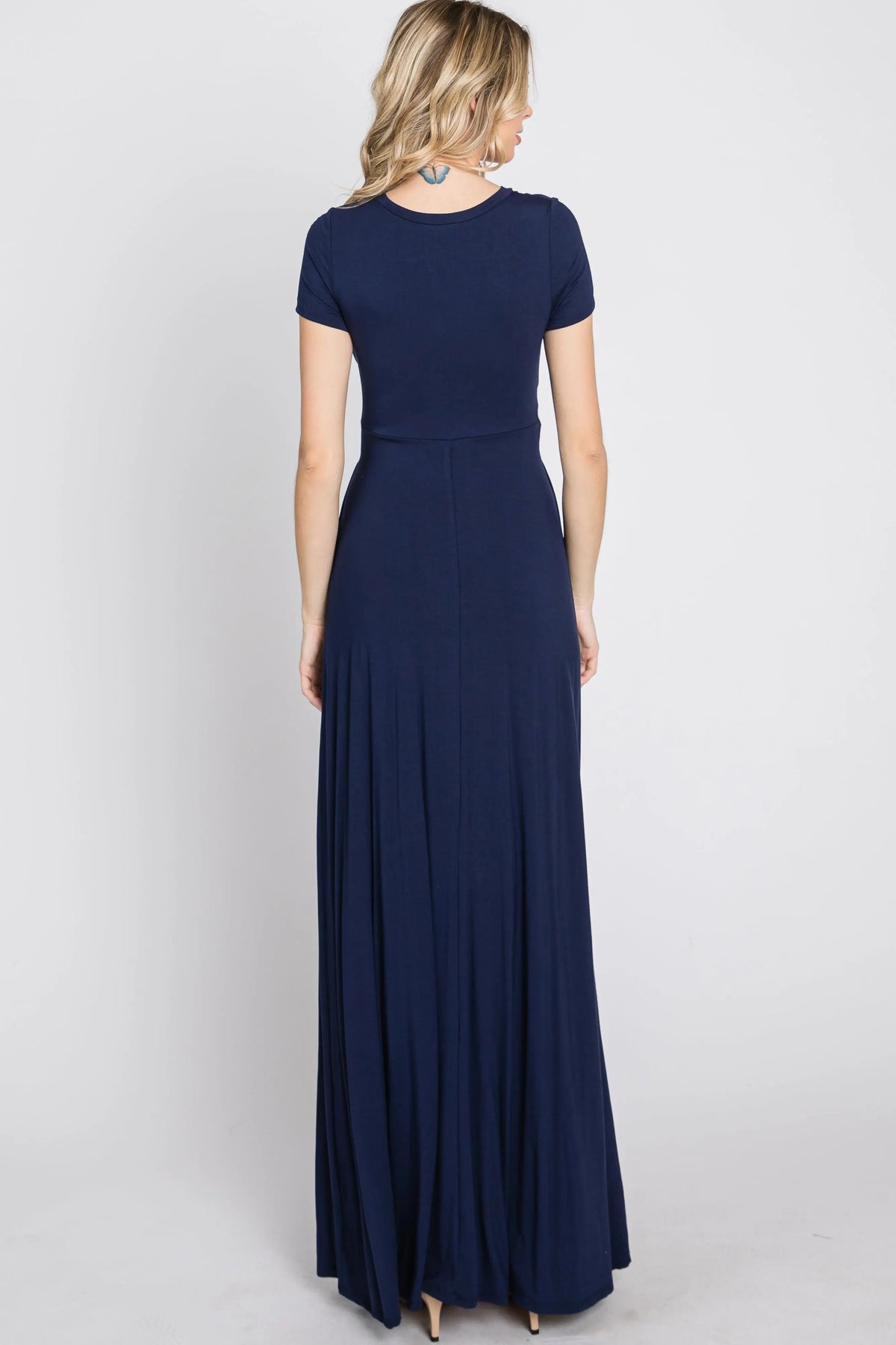 PinkBlush Navy Twist Front Maxi Dress - 