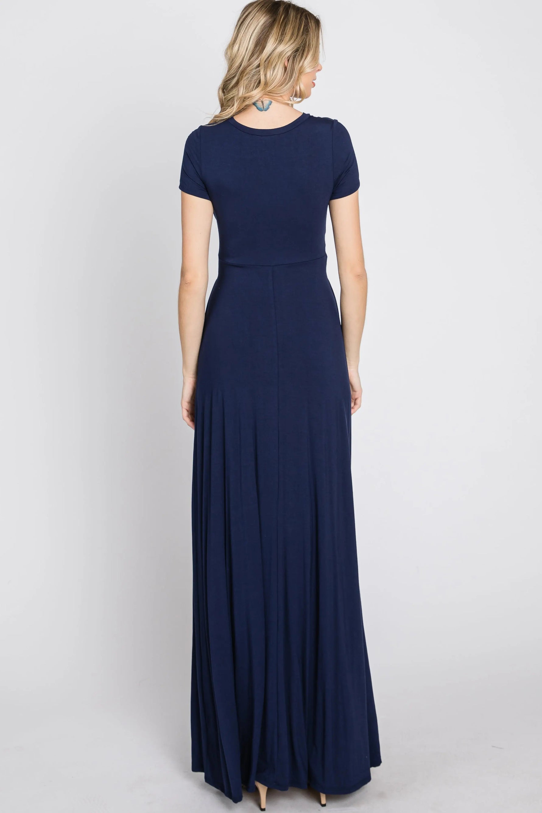 PinkBlush Navy Twist Front Maxi Dress - 