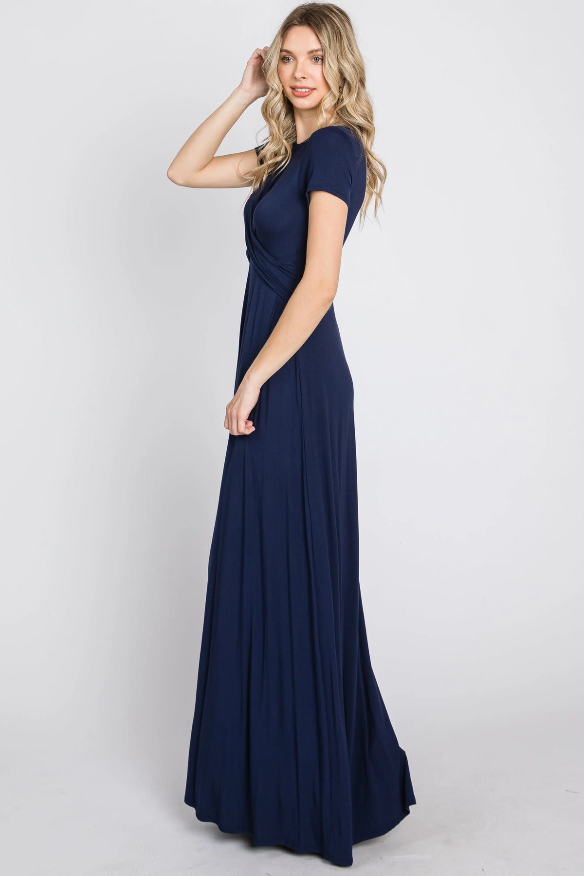 PinkBlush Navy Twist Front Maxi Dress - 